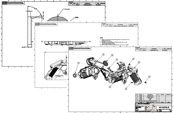 Metropolis Design Design Process Slide 6 - Manufactures drawings of Wii Gun